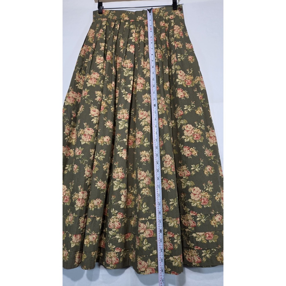 Ralph Lauren Country Floral Midi Skirt Sz 10 Cottage Rose Challis Cotton Romance - Picture 8 of 9